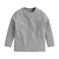 thumbnail image 4 of Povozer Cotton Girls Boys Long Sleeve Shirts Toddlers Crewneck Tee(Gray,6-8Y), 4 of 4