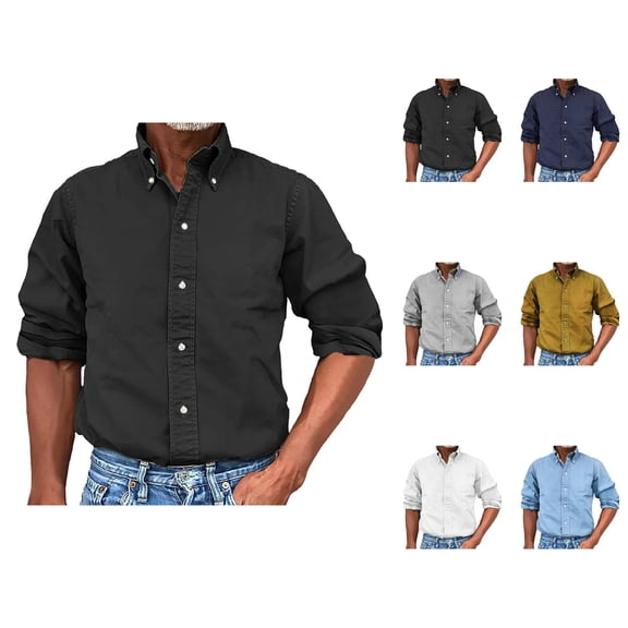 Mens Dress Shirts Long Sleeve Button Down Collared Business Casual Formal Work Shirts