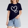 thumbnail image 2 of Girls Short Sleeve T Shirts Kids Boys Crew Neck Casual Loose Tops Rolled Cuff Cute Hearts Print Basic Summer Tees 2‐13 Years, 2 of 5