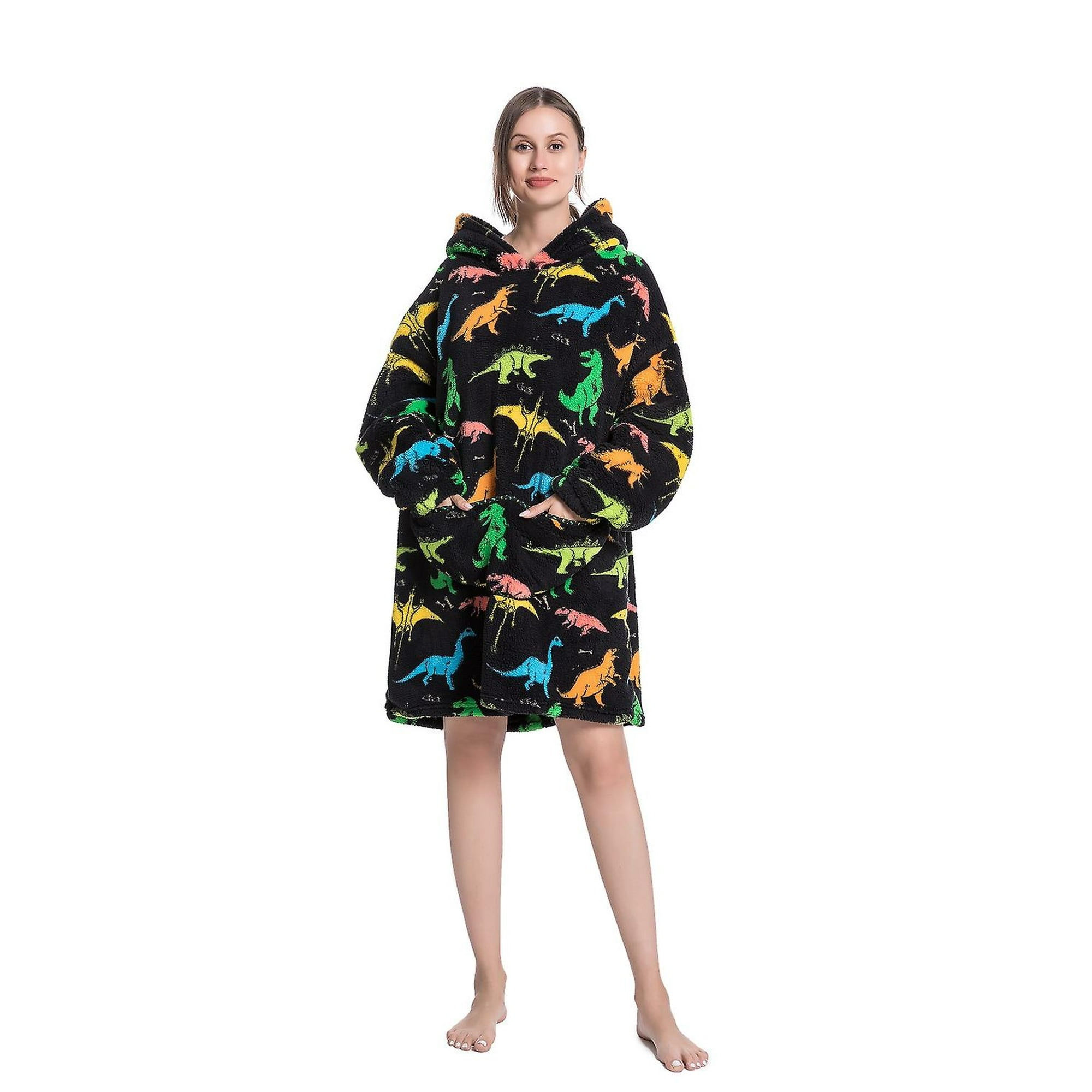 Oversized Wearable Blanket Dinosaur Huggle Hoodie Sherpa Fleece Thick Warm Hoodie Walmart
