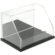 Plymor Clear Acrylic Slanted Front Display Case with Black Base (Mirror Back), 6" W x 4" D x 4" H