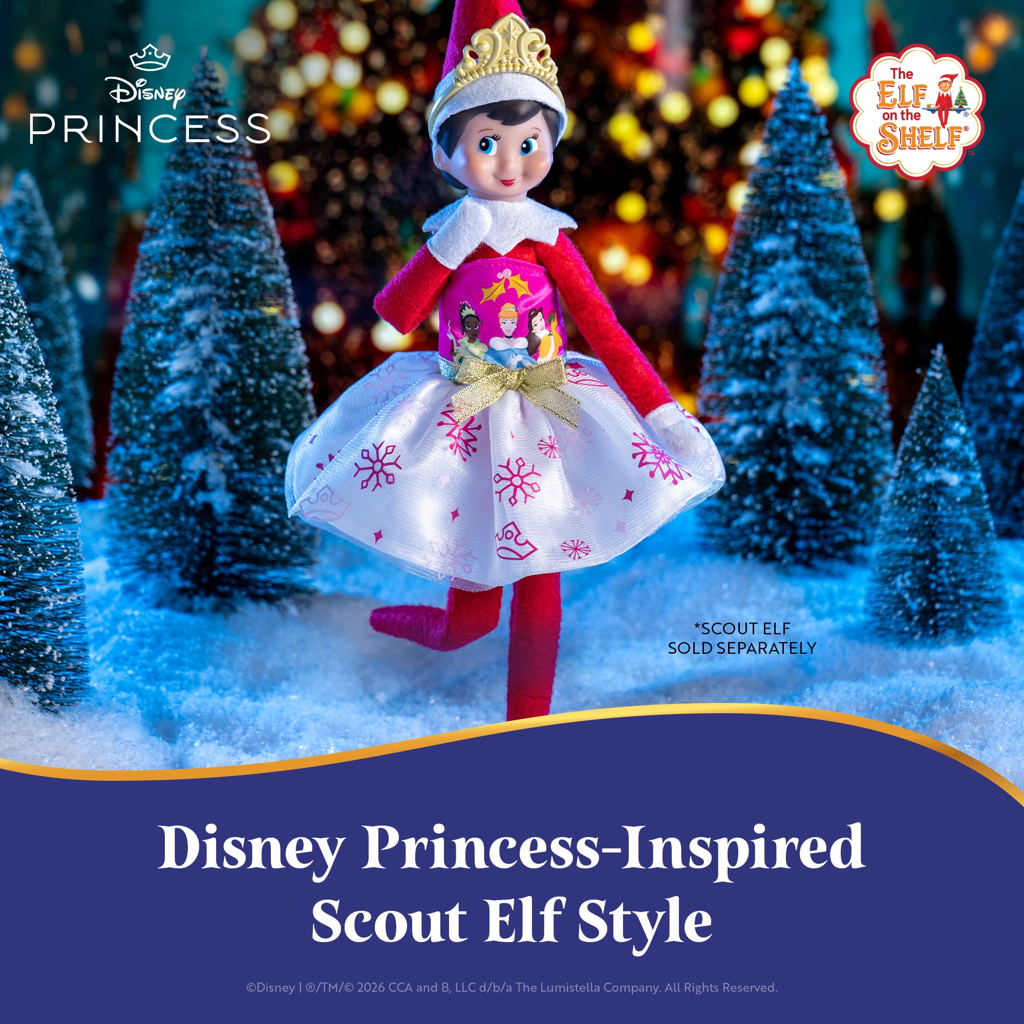 The Elf on the Shelf Disney Princess Pretty in Pink Party Dress & Tiara - Scout Elf Not Included