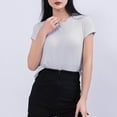 thumbnail image 3 of Hrsba Crew Neck Thin Stretch Tops for Women Short Sleeve Solid Color Casual Loungewear Layering Tees Summer Soft Breathable Lightweight Shirt, 3 of 5