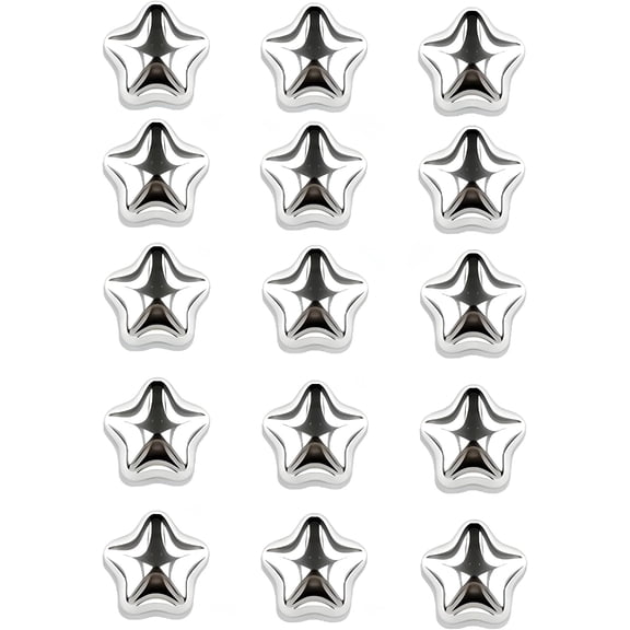 Silver Star Magnets, 15 Pcs 3D Resin Decorative Star Magnets, Metallic Fridge Magnets for Whiteboard, Locker, Office, Kitchen Memo and Photo Decoration