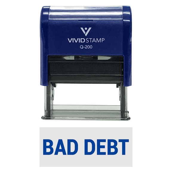 Vivid Stamp Bad Debt Self-Inking Office Rubber Stamp (Blue) - Medium