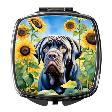 Neapolitan Mastiff in Sunflowers Compact Mirror 2.75 in x 3 in