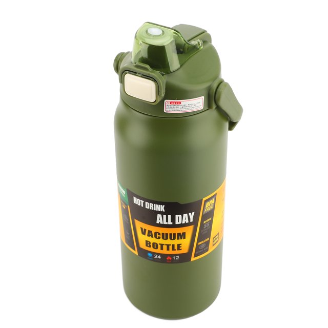 Bouteille de Sport en Acier Inoxydable sous Vide avec Couvercles à Paille, Bouteille d'Eau Isolée d'Un Demi-Gallon avec Couvercles, Tasse Contenant Isotherme Réutilisable à Triple Paroi à Grand Ouverture Étanche pour l'Extérieur