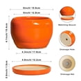 thumbnail image 3 of Maceta de cerámica SQOWL de 15 cm, naranja, con orificio de drenaje y salsa, 3 of 6