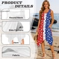thumbnail image 4 of HELLHERO Red White Blue Ladies Irregular Hem Casual Dress, Side Pockets Asymmetric Hem Midi Dress with Round Neck Pleated for Vacation, 4 of 8