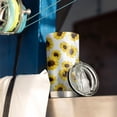 thumbnail image 3 of 20 Oz White Sunflower Coffee Tumbler Double Wall Insulated Stainless Steel Water Bottle | Metal Reusable Thermoses Flask with Cup Cap | Leak & Sweat Proof with Anti-Dust Lid, 3 of 7
