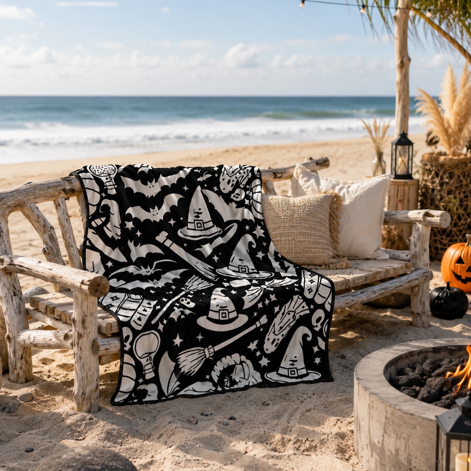 Washable DIY Coloring Blanket, Color Your Own Throw Blanket for Adults & Kids, Creative Art Blankets, Personalized Home Decor for Gifts & Holidays (Halloween)