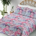 thumbnail image 3 of Ambesonne Rose Pattern Fitted & Flat Sheet with Shams 4 Pcs Set, Boho Winter Flowers, Calking, Lilac Hot Pink Violet, 3 of 5