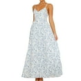 thumbnail image 2 of Womens 2025 Summer Maxi Dress Sleeveless Floral Smocked Boho Beach Long Dress Sky Blue M, 2 of 9