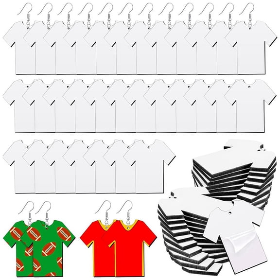 100 Pcs Sublimation Blanks Shirt Sublimation Earring Blanks Sublimation Ornaments Sublimation Jewelry Blanks