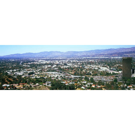 High angle view of a city, Burbank, San Fernando Valley, Los Angeles County, California, USA Print Wall