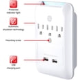 thumbnail image 2 of GE 11157 Robinet Surge, 3 Prises, 540J, USB 2.1A, Blanc, 2 of 6