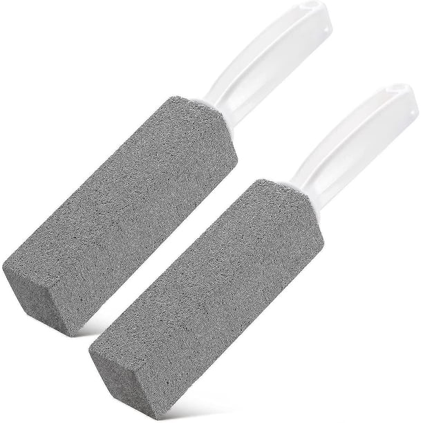 Paquete de 2 limpiadores de inodoros, removedor de acumulación de agua dura con mango ergonómico, removedor de anillo de manchas de inodoro, limpieza de piedra pómez