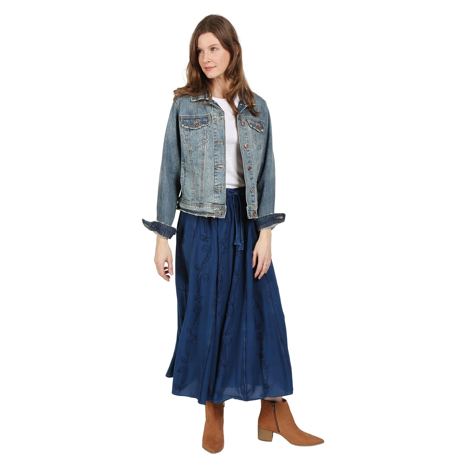 Denim peasant skirt hot sale