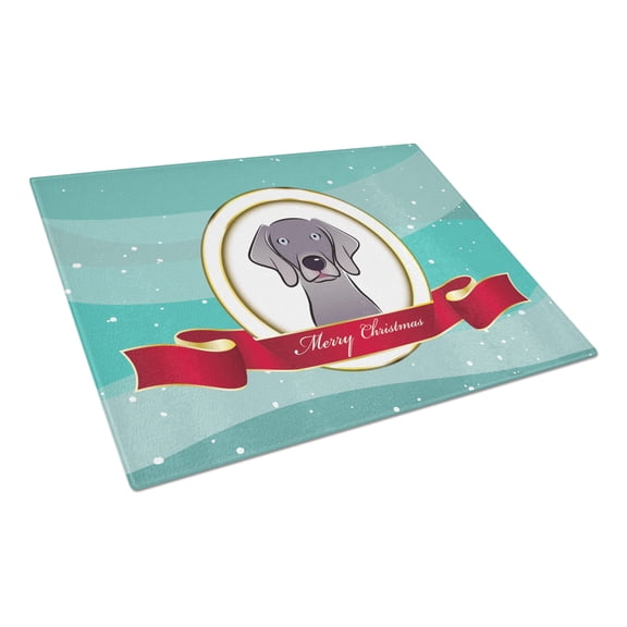 Caroline's Treasures Weimaraner Merry Christmas Glass Cutting Board Large