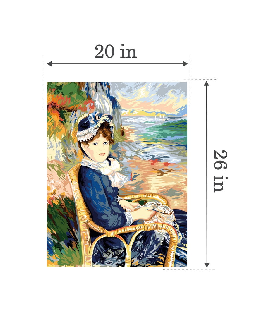 Needlepoint canvas for halfstitch without yarn At The Edge Of The Sea After Auguste Renoir SE981.170 Seg De Paris Printed Tapestry Canvas