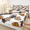 thumbnail image 3 of Feelyou Kawaii Bowknot Cat Queen Sheet Sets for Kid, Fashion Love Heart Flat Sheet, Cheetah Leopard Print Queen Fitted Sheet, Ultra Soft Bedroom Decor, 4-Piece, 3 of 7