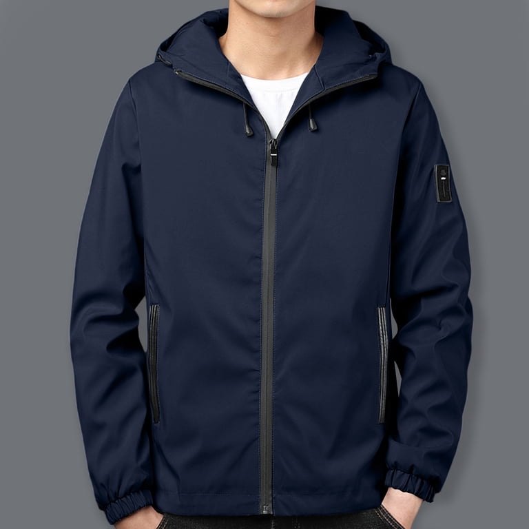 Iugvhana Men's Casual Hooded Jacket Outdoor Windproof Rain Full