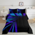 thumbnail image 1 of Erosebridal Futuristic Abstract Bedding Full Comforter Set, Neon Gradient Down Comforter, Hippie Striped Decor, Reversible, 1 of 7