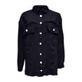 thumbnail image 5 of Yigetop Oversized Denim Jacket Women, Denim Jacket Women's Long Sleeve Trucker Jacket with Pockets Lightweight Short Oversize Transition Jacket Casual Denim Jacket Summer Jean Jacket Women Black L, 5 of 6