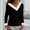 Black, variant on asdoklhq Womens Tops Merry Christmas Women's V-Neck Solid Casual Long Sleeve Fashion Top Blouse Red 2X