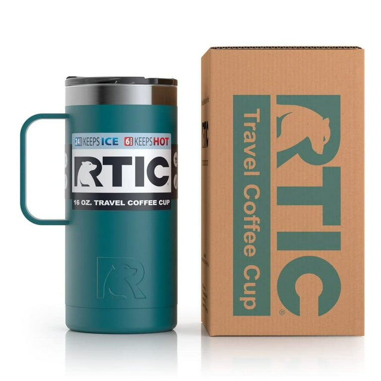 RTIC 16 oz Coffee Travel Mug with Lid and Handle, Stainless Steel  Vacuum-Insulated Mugs, Leak, Spill Proof, Hot Beverage and Cold, Portable  Thermal Tumbler Cup for Car, Camping, Deep Harbor 