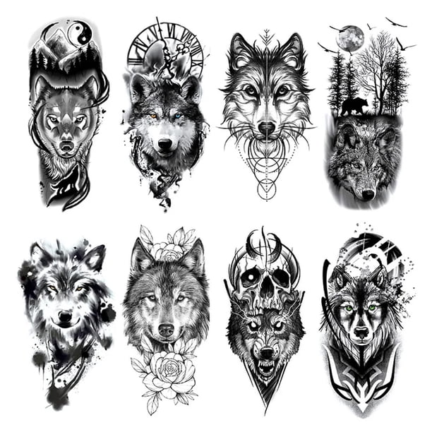 Juego de Pegatinas Desechables Tatuajes Falsos Impermeables Cgtredaw 114x210mm 8 Uds