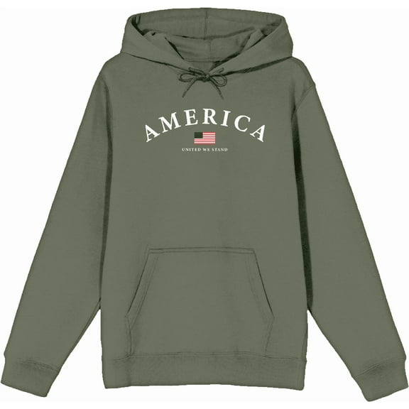 Americana American Flag Heather Gray Adult Long Sleeve Hoodie-XL