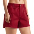 thumbnail image 2 of ClodeEU Women's High Waist Butt Lifting Cargo Shorts, Casual Slim Fit Summer Shorts, Y2K Streetwear Hot Pants Red,Women's Plus XL, 2 of 5