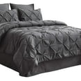 thumbnail image 4 of Dark Grey Queen Comforter Set - 7 Pieces Pintuck Bed in A Bag, with Comforters, Sheets, Pillowcases & Shams, 4 of 6
