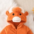 thumbnail image 6 of Cjfdfy Newborn Baby Animal Highland Cow Costume, Fleece Long Sleeve Hooded Jumpsuit Cute Infant Halloween Snowsuit Halloween Holiday Outfit Baby Animal Costumes Unisex 1-9Months, 6 of 9