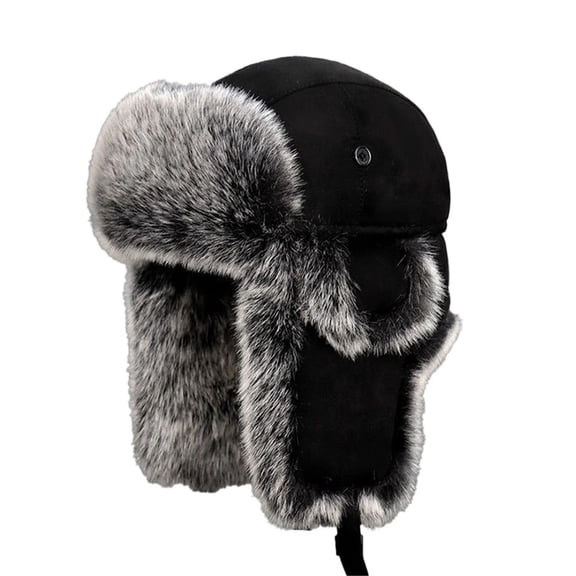 TELOLY 1 Hat Black Trapper Warm Trooper Hat Winter Skiing Cap Women Men Windproof Trapper Hat for Men