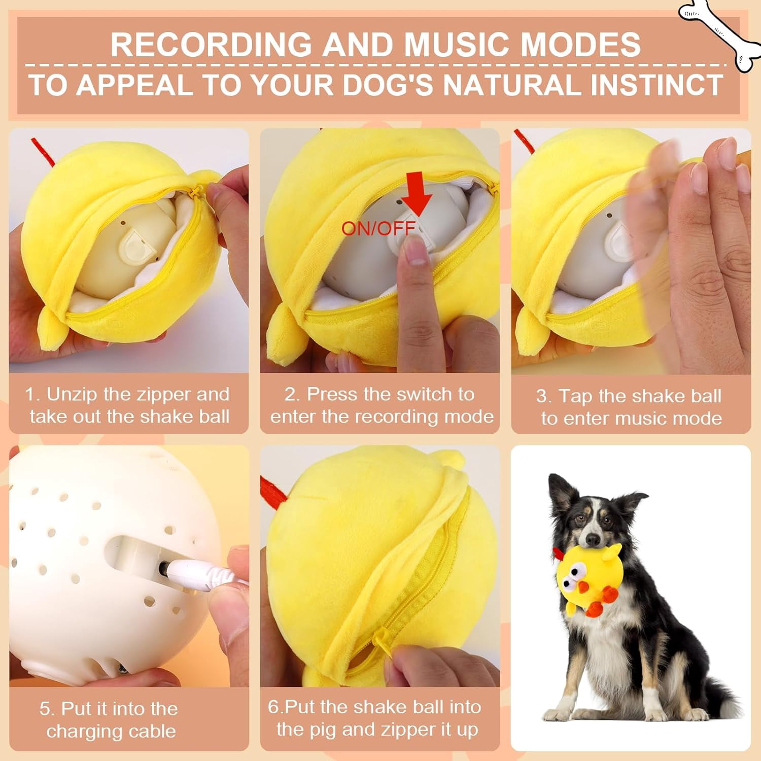 ZOSE Interactive Dog Toys, Crazy Jumping Chicken Dog Toy with Recording and Music Modes, Rechargeable Moving Squeaky Dog Toys for Small/Medium/Large Dogs to Keep Them Busy