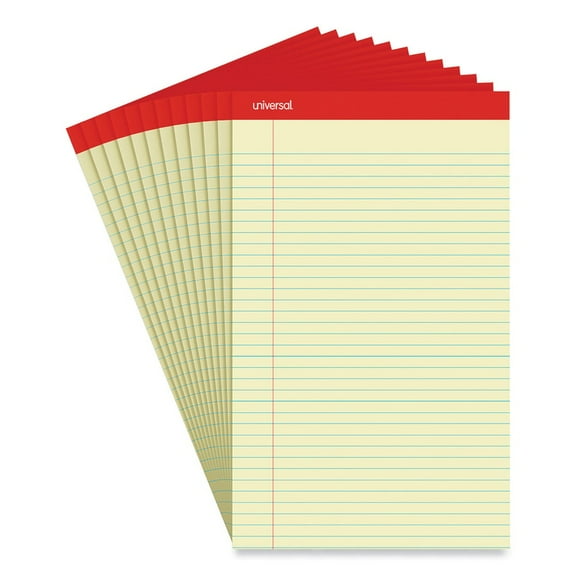Universal M9-40000 8.5 in. x 14 in. Perforated Wide/Legal Ruled Writing Pads - Red Headband (1-Dozen)