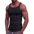 thumbnail image 2 of Men's Square Neck Ribbed Slim Fit Sports Tank Top Black S, 2 of 10