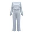 thumbnail image 4 of Sweatsuits Women 2 Piece Outfit Jogger Set Sweatshirt Top and Loose Fit Wide Leg Pants Tracksuit Set Trouser Suit Casual Fitness Set Sports Suit Valentine's Day, 4 of 5