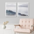 thumbnail image 3 of PixonSign Framed Wall Art Pine Tree Forest Posters, Set of 2 Nature Duotone Teal White Mountain Landscape Illustrations Wall Decor, Adhesive Canvas Prints for Home Decor - 11"x14" White, 3 of 5