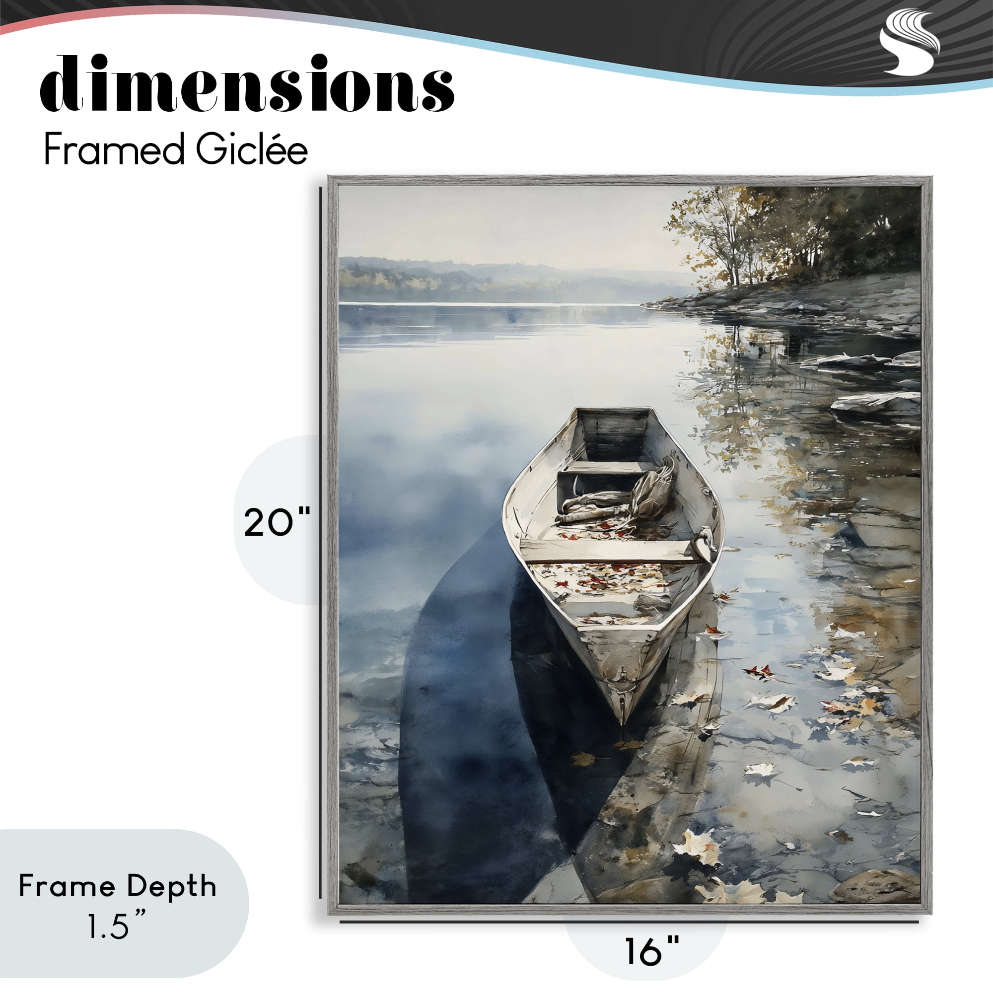 Stupell Industries Boat In The Fall Reflection Gray Framed Giclee Art, design by Franklyn Gregory