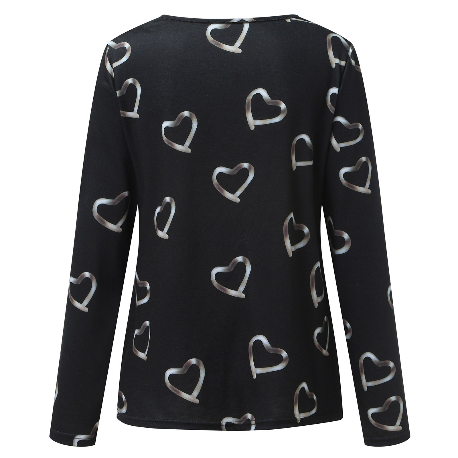 Shirts for Women Women Hearts Print V-Neck Lace Patchwork Sleeve T- Shirt Top Blouse T Shirts Polyester Black Xl - Walmart.com