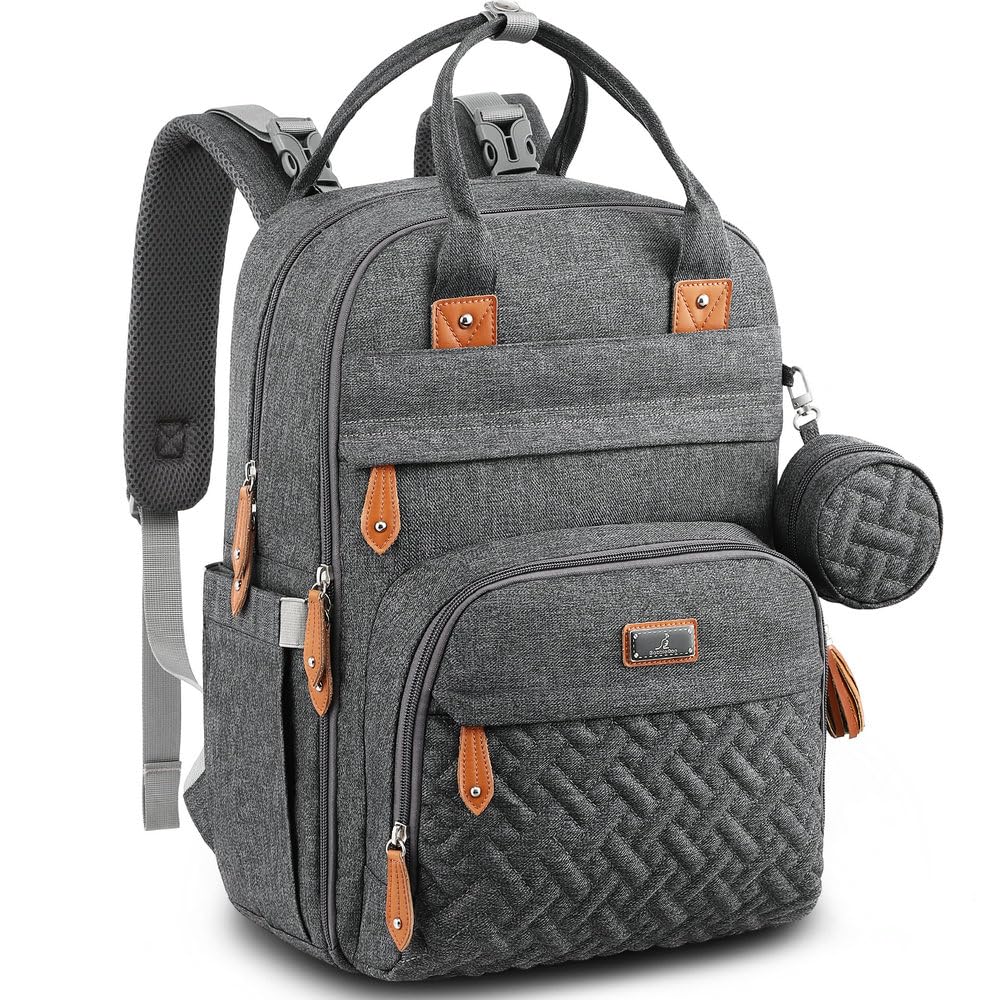 BabbleRoo Original Diaper Bag Backpack Dark Gray