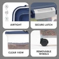 thumbnail image 6 of IRIS USA Airtight Dog Food Storage Container Up To 40 Lbs Attachable Wheels For Dog Cat Bird And Other Pet Food Storage Bin Keep Fresh Translucent Body Easy Mobility Navy, 6 of 7