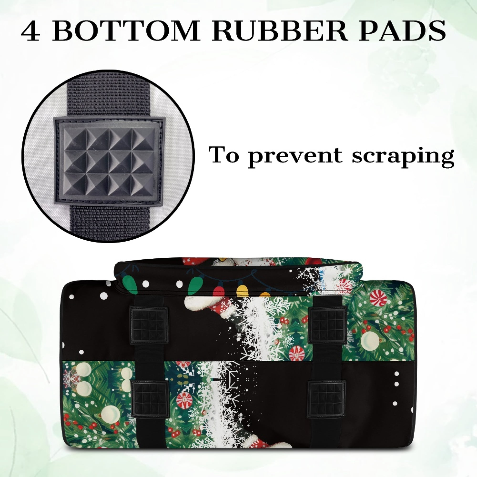 ZIATUBLE Christmas Santa Claus Portable Cover Tote Bag Snowflakes Sewing Machine Totes and Bags with 4 Bottom Rubber Pads Sewing Machine Cabinets and Storage Organizer for Travel
