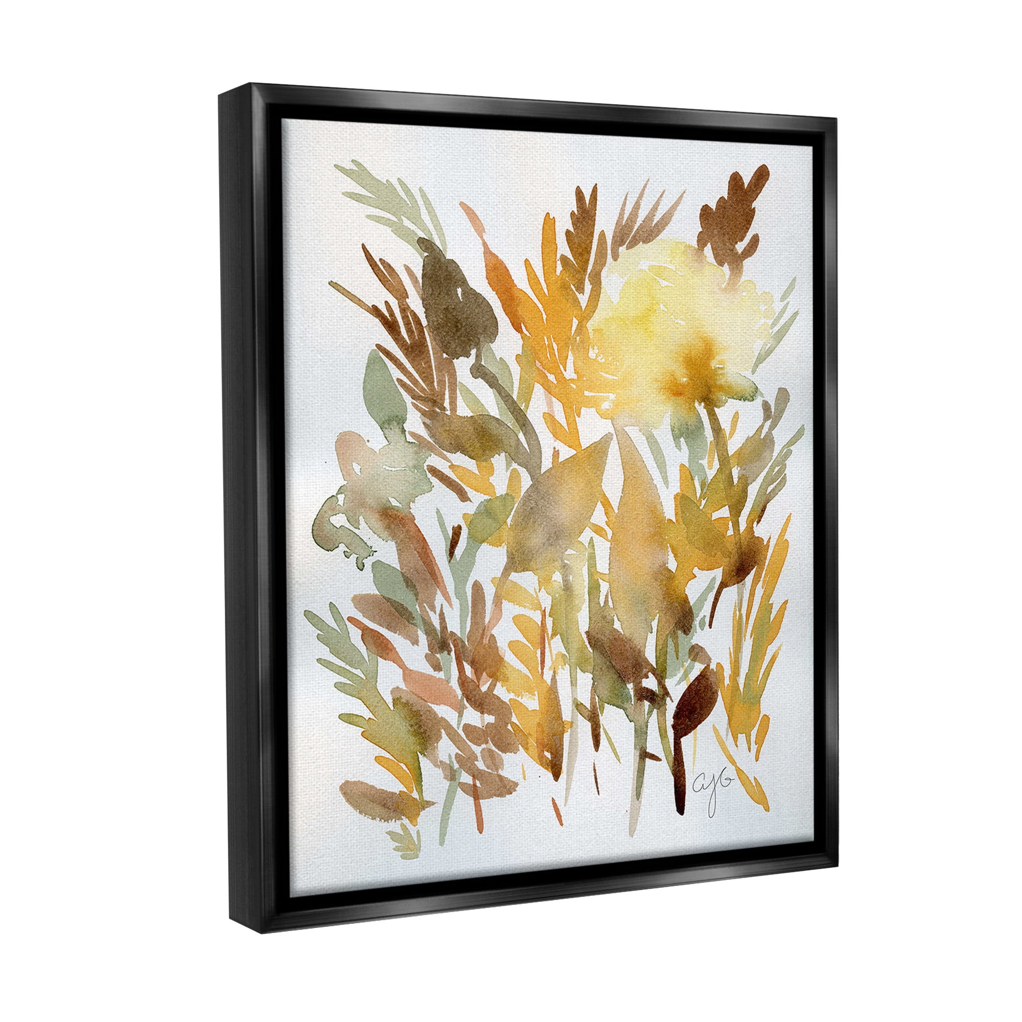 Stupell Industries Abstract Autumnal Herbs Botanical & Floral Painting Black Floater Framed Canvas Art Print Wall Art, 25 x 31