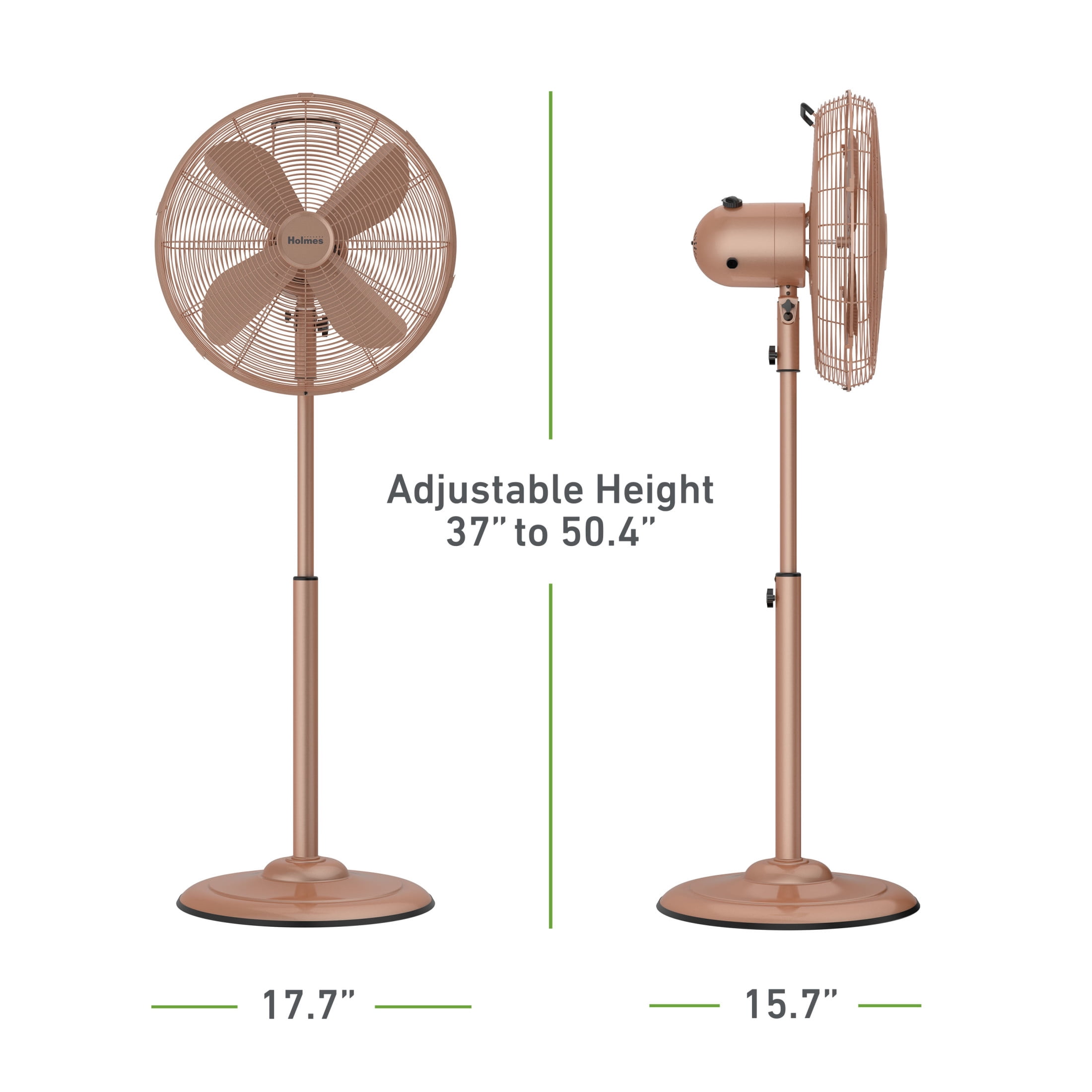 Holmes 16 Inch Oscillating Stand Fan 3 Speed Tilt Head Pedestal Brushed Copper