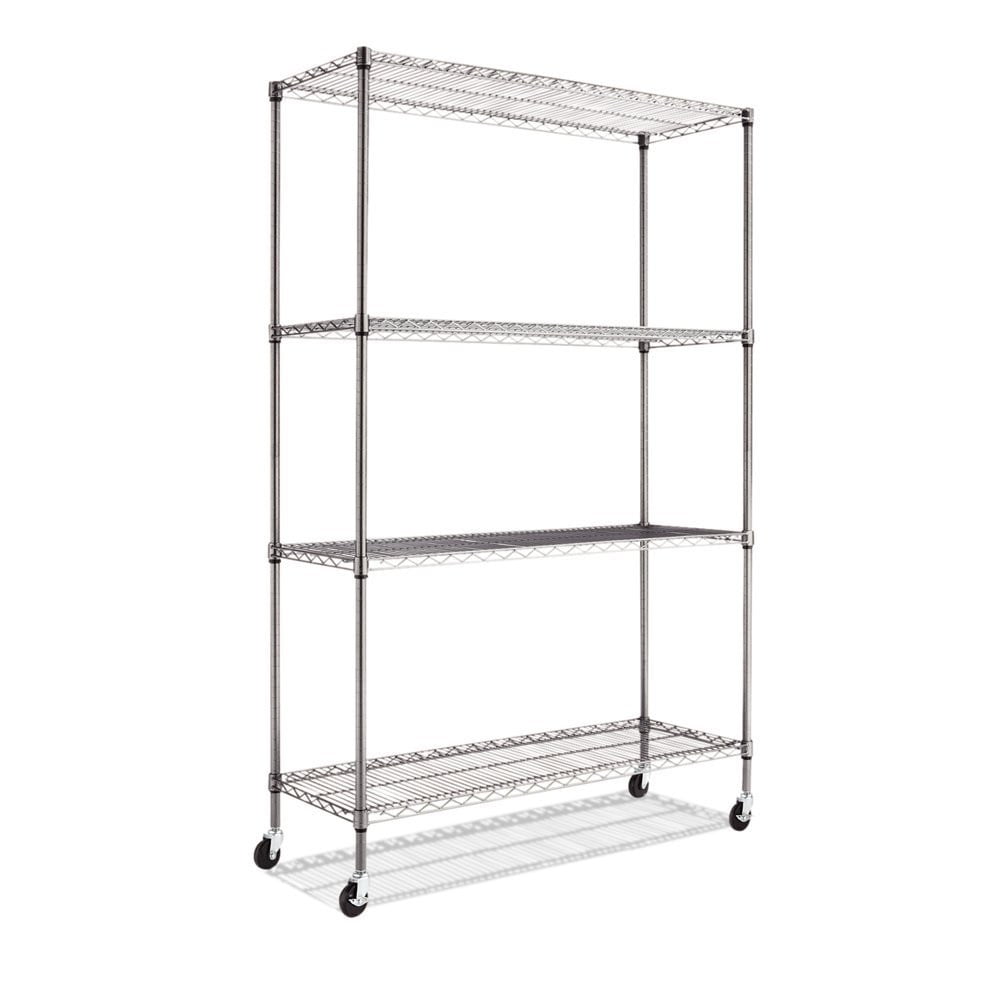 NEW 4 Tier Adjustable Steel Wire Metal Shelving Rack 48 x 18 Shelves w/ Casters 