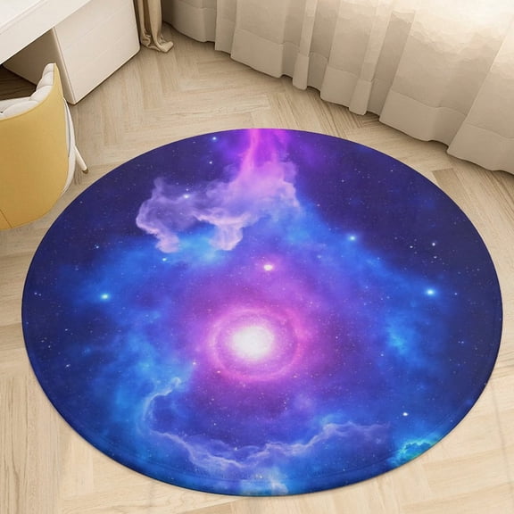 Galaxy Nebula Dream Round Area Rugs for Bedroom Living Room, 4FT Soft Comfy Indoor Circle Carpets, Floor Mat